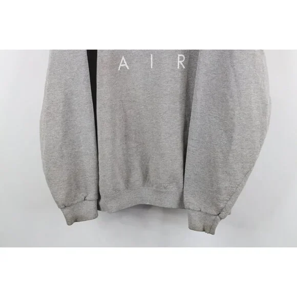 Vtg 90s Nike Air Mens XL Travis Scott Big Swoosh Crewneck Sweatshirt Gray USA